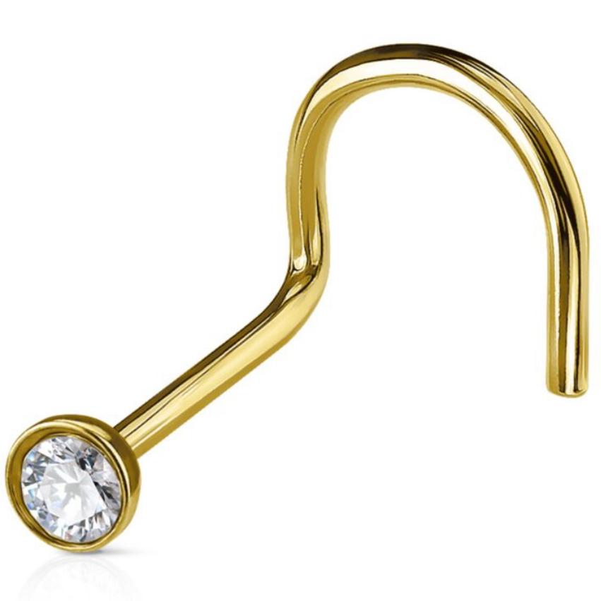 Nose Screw with Bezel Set CZ