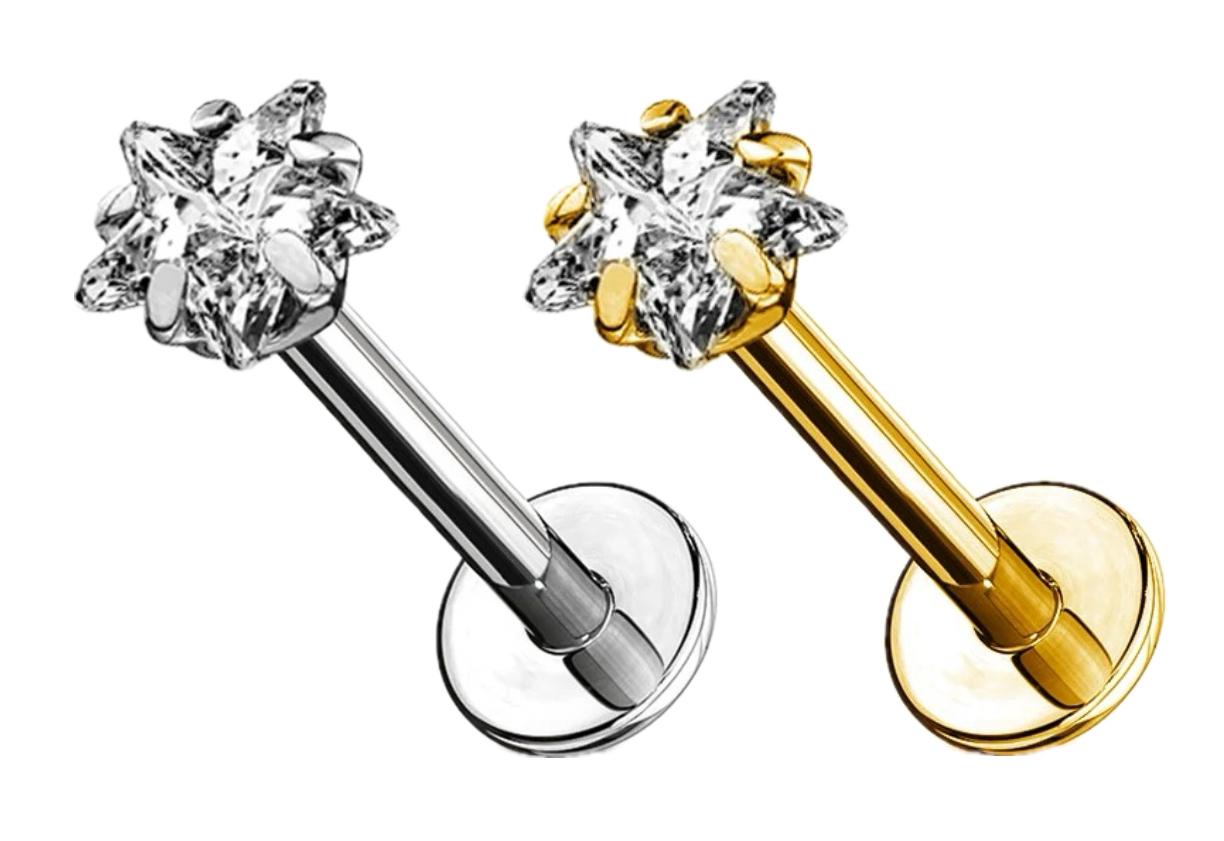 Internally Threaded Labret with Prong Star