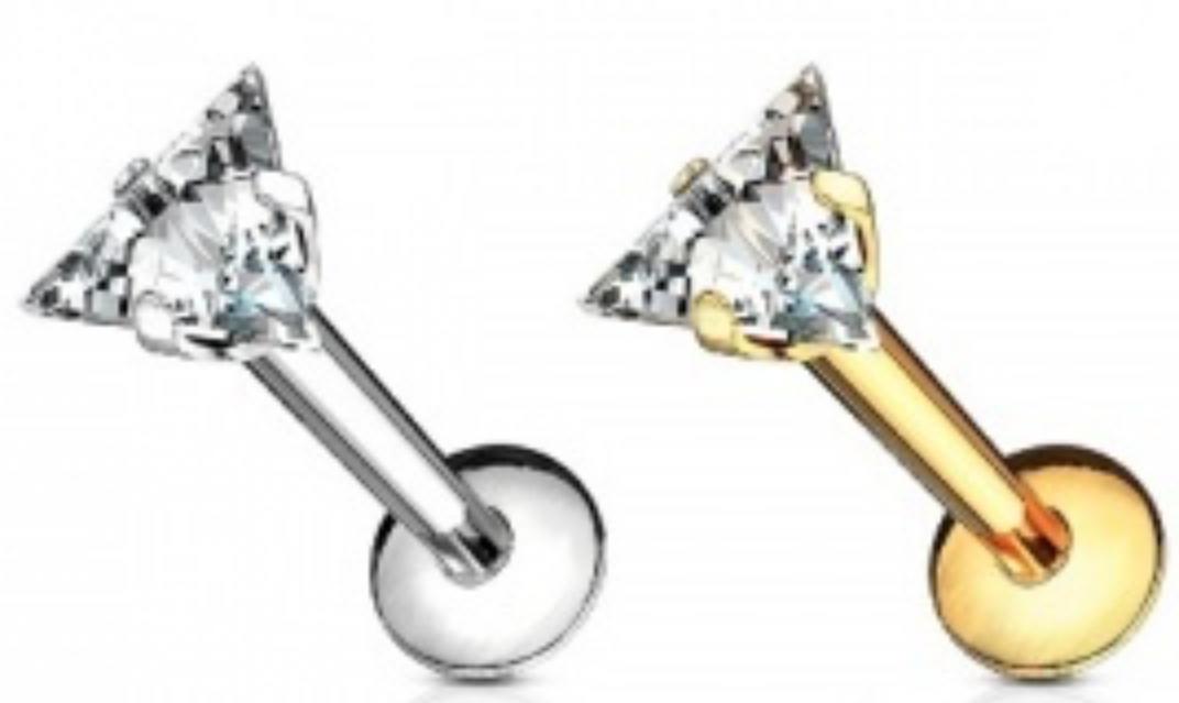 Internally Threaded Labret with Prong Triangle
