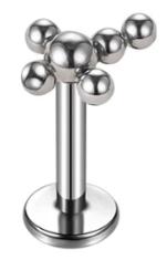 Internally Threaded Labret with Cross Shape Bead Cluster