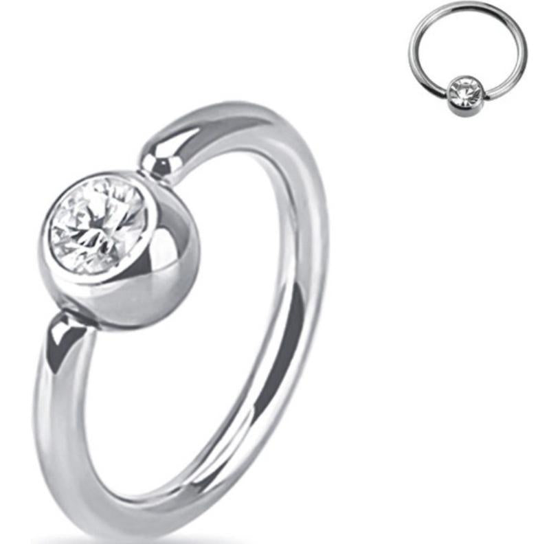 Captive Bead Ring with Clear CZ