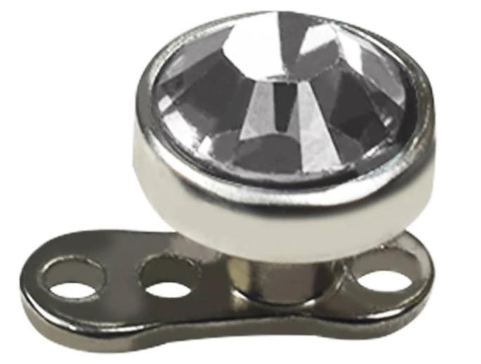 3 Hole Dermal Anchor with Clear CZ Top