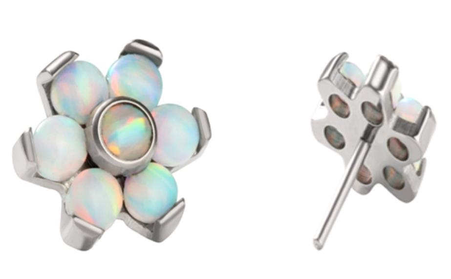 Threadless White Opal Flower