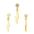 PVD Gold Bezel CZ with Dangled Thunder