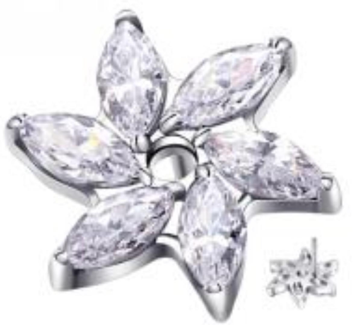 Threadless Marquise Flower Twist CZ