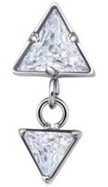 Threadless Triangle CZ with Inverted Triangle CZ Dangle