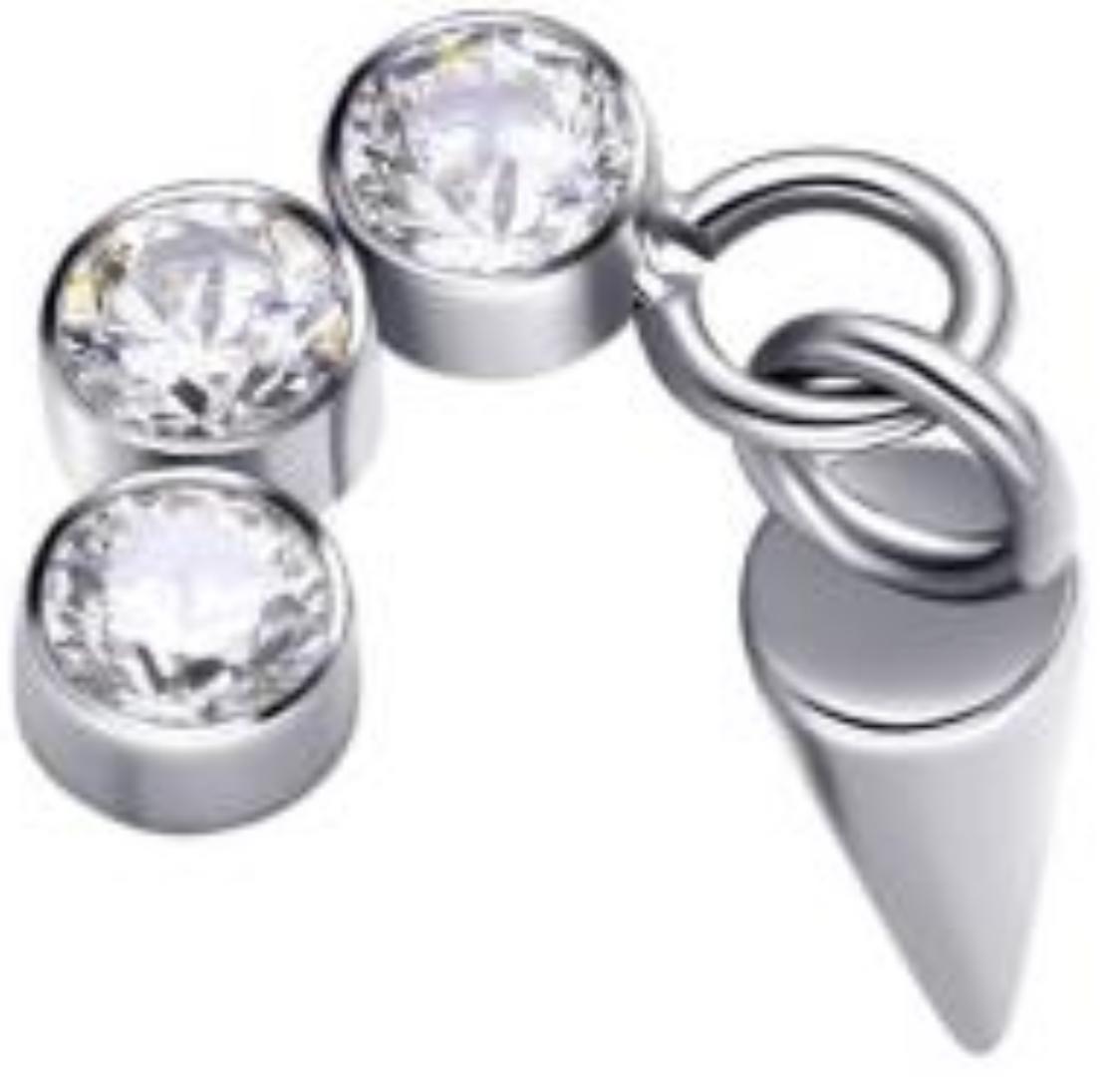 Threadless 3 CZ Cluster with Spike Dangle