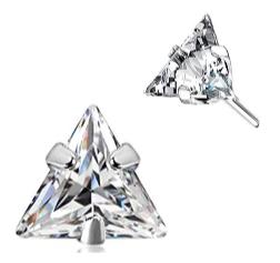 Threadless Prong Triangle CZ