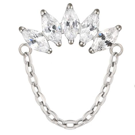 5 Marquise CZ Clutster with Dangled Chain