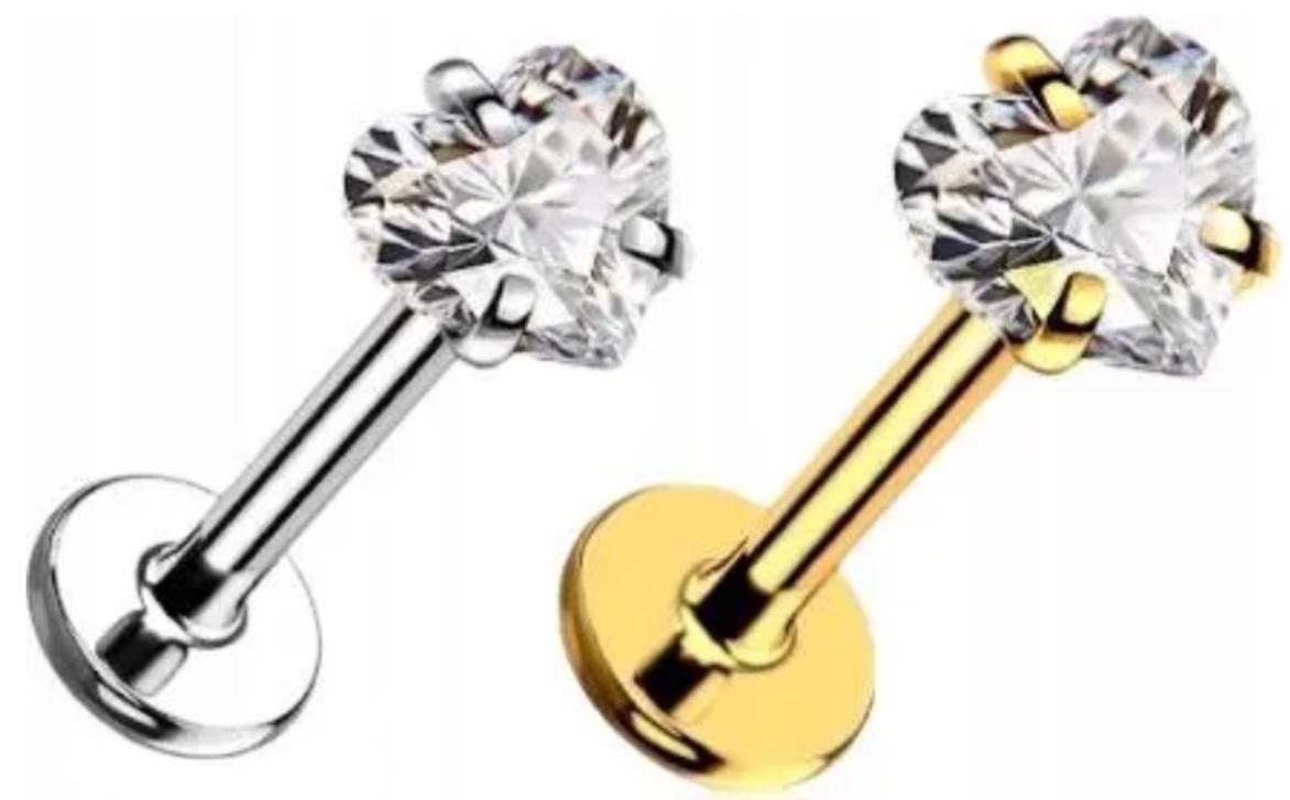 Internally Threaded Labret with Prong Heart