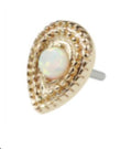 Threadless 14K Gold Ornamented Teardrop with Opal Stone