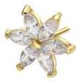 Threadless 14K Gold Marquise Clear CZ Flower