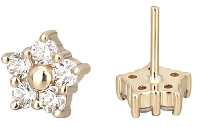 Threadless 14K Gold Clear CZ Flower