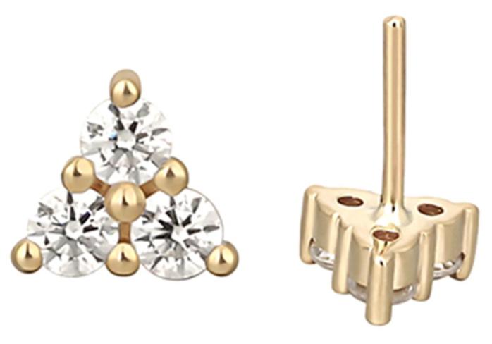 Threadless 14K Gold Clear CZ Trinity