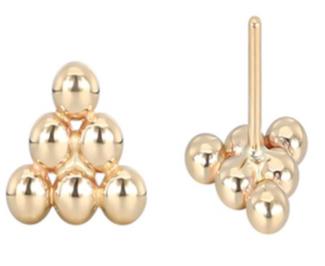 Threadless 14K Gold Triangular 6 Ball Cluster