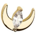 Threadless 14K Gold Crescent Moon with Marquise Clear CZ