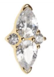 Threadless 14K Gold Pear and Round CZ Pair