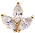 Internally Threaded 14K Gold 3 Marquise Leaves Clear CZ
