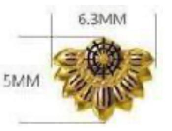 Internally Threaded 14K Gold Half Sunflower