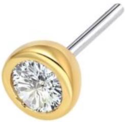 Threadless 14K Gold Bezel Set CZ