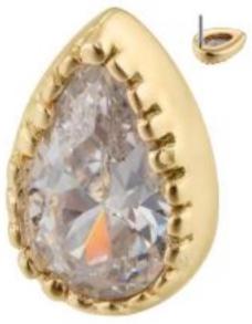 Threadless 14K Gold Pear CZ