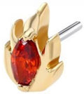 Threadless 14K Gold Fire with Garnet CZ
