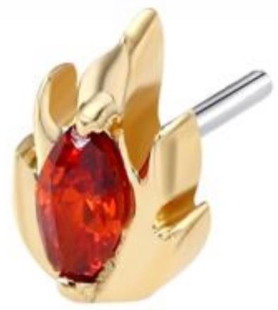Threadless 14K Gold Fire with Garnet CZ