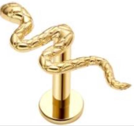 Threadless 14K Gold Labret with Snake End