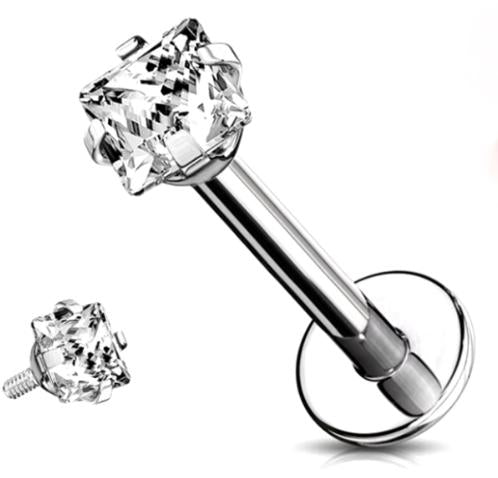 Internally Threaded Labret with Prong Square