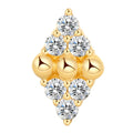 Threadless 14K Gold Diamond Shape with Round CZ and Center Beads