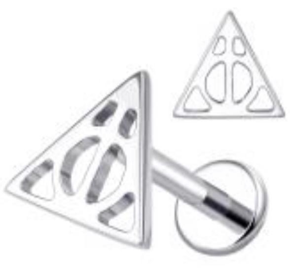 Internally Threaded Labret with Deathly Hallows