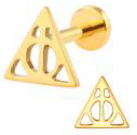 Internally Threaded Labret with Deathly Hallows