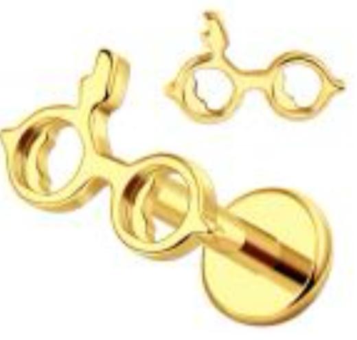 Internally Threaded Labret with Harry Glasses