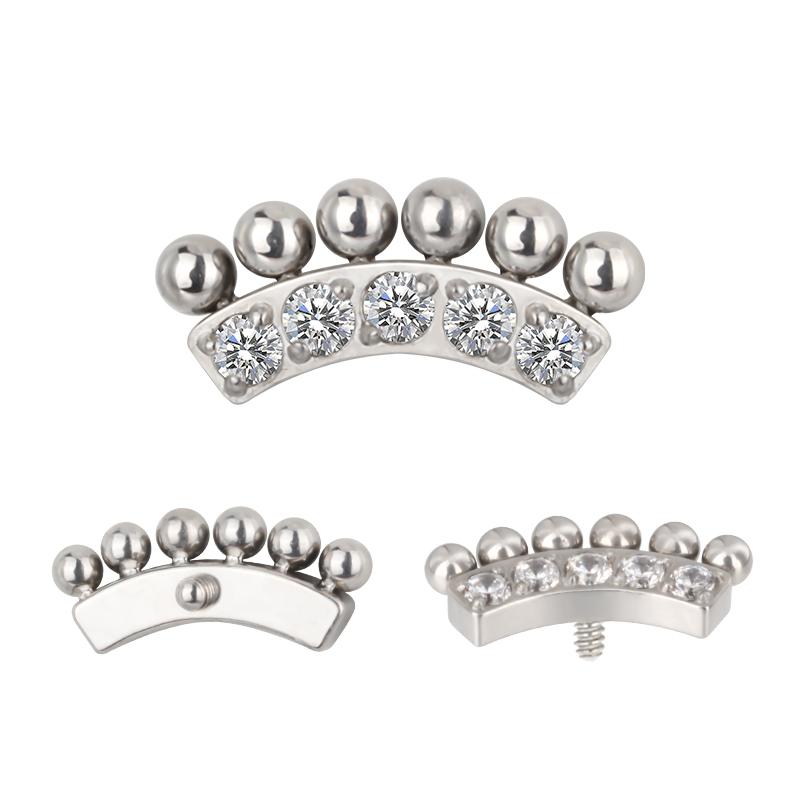Double Row Arc Pave CZ and Bead Cluster