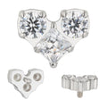 Heart with Round and Square CZ