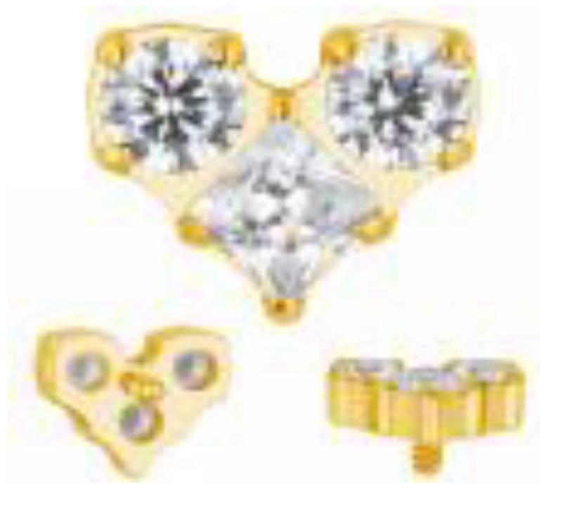 Heart with Round and Square CZ
