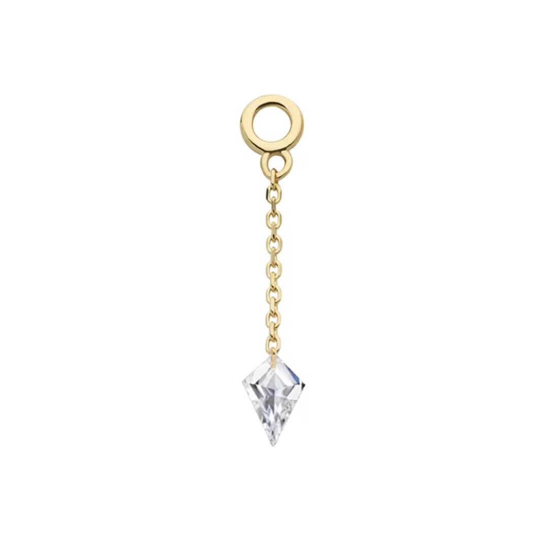 Threadless 14K Gold Kite CZ Dangle Charm