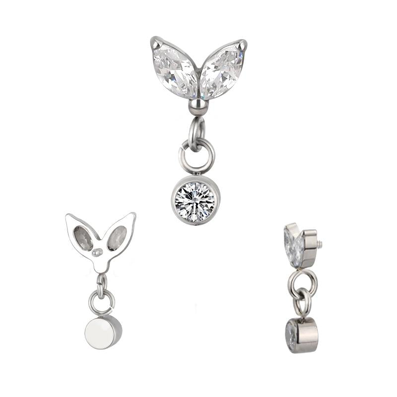 Double Marquise with Round CZ Dangle