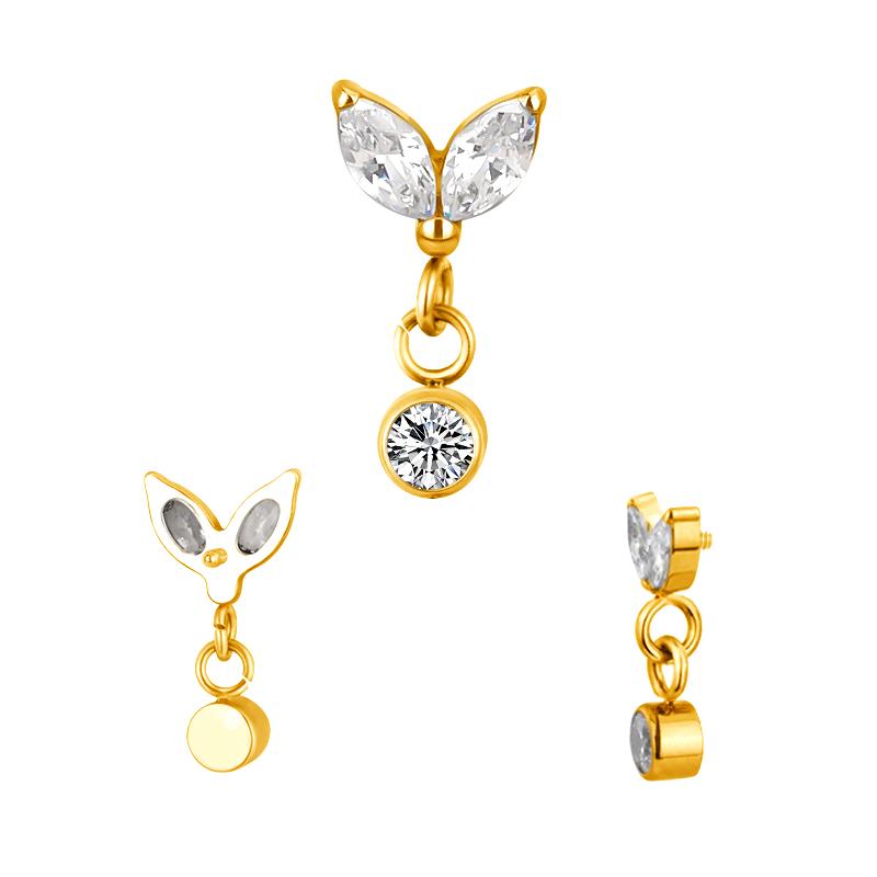 Double Marquise with Round CZ Dangle