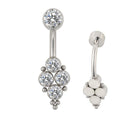 Navel Curved Barbell with 4 Round CZ Cluster and Beads