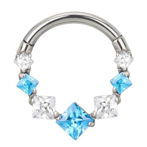 Titanium Hinge Ring with Crescent Square CZ