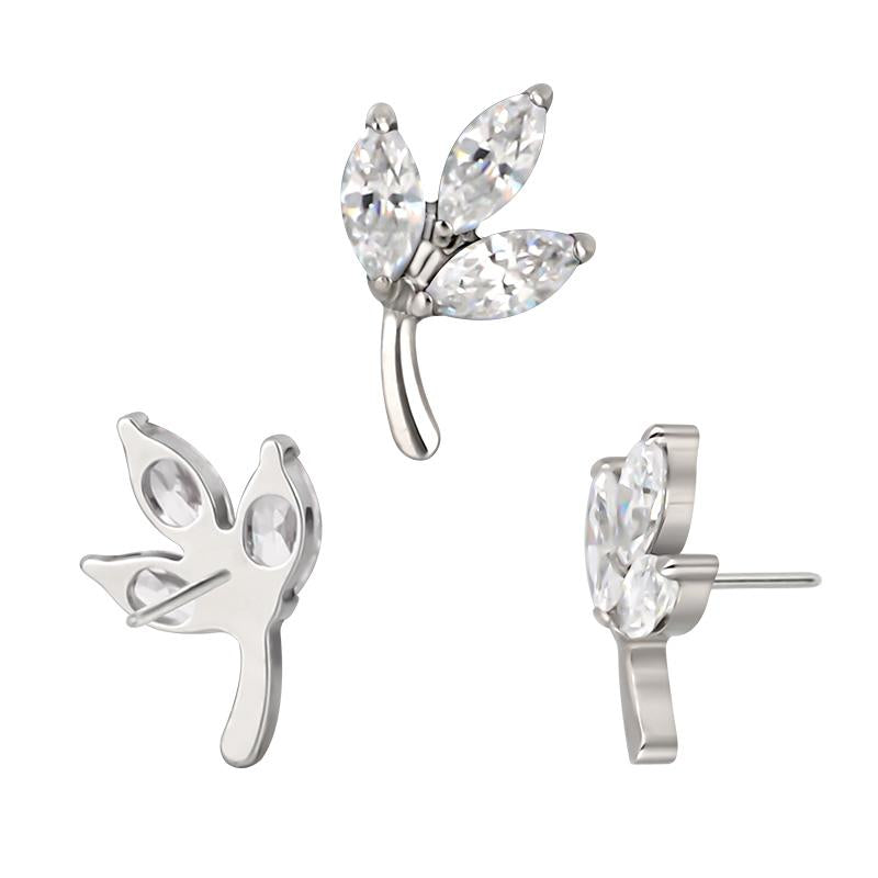 Threadless Marquise CZ Leaf