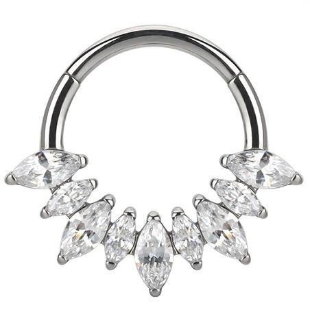 Titanium Hinge Ring Marquise CZ Cluster