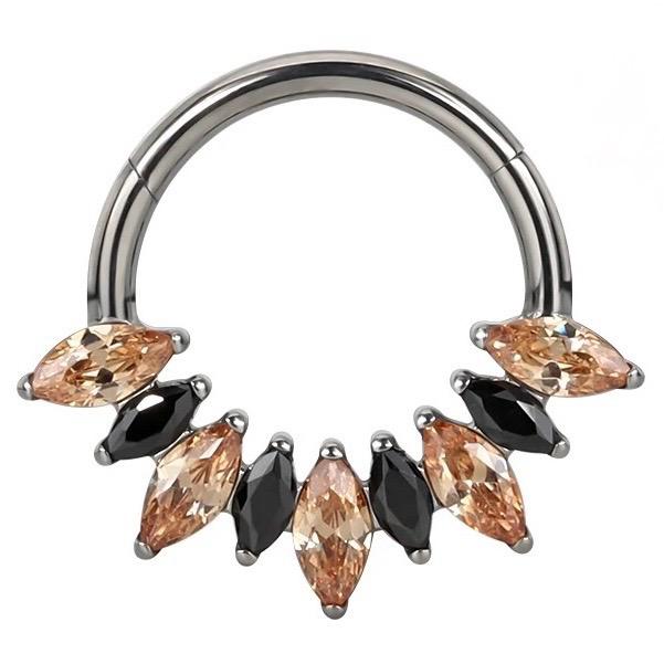Titanium Hinge Ring Marquise CZ Cluster