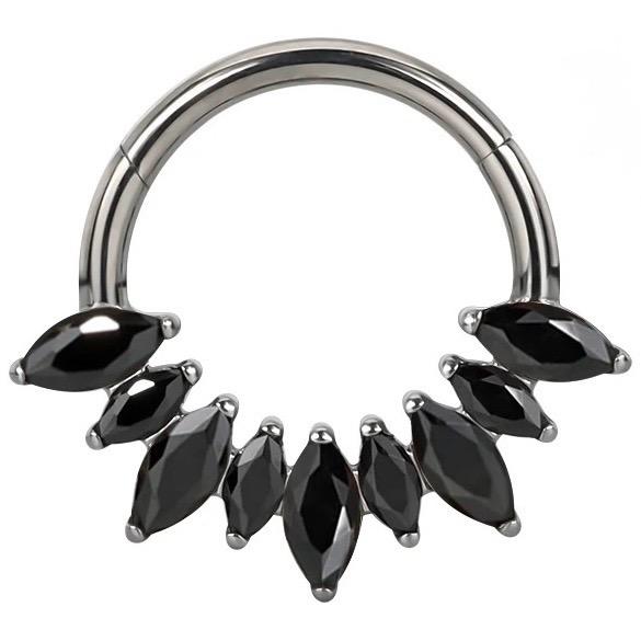Titanium Hinge Ring Marquise CZ Cluster