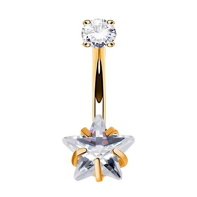 Navel Curved Barbell with Star Prong CZ